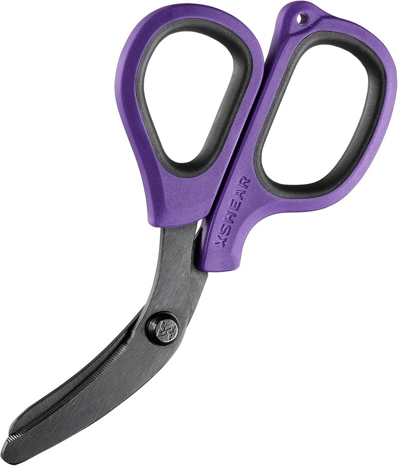 Xshear Mini 6" Trauma and Nurse's Shear. Razor sharp and compact scissors, perfect for EMTs, doctors, ICU, wound care and bandages (Purple) - Image 1
